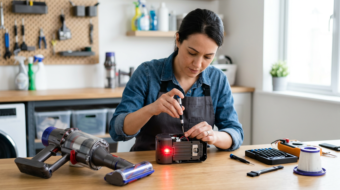 Dyson cordless vacuum flashing red light – battery fix