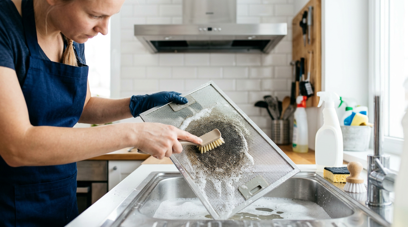 How to clean a range hood filter (grease removal methods)