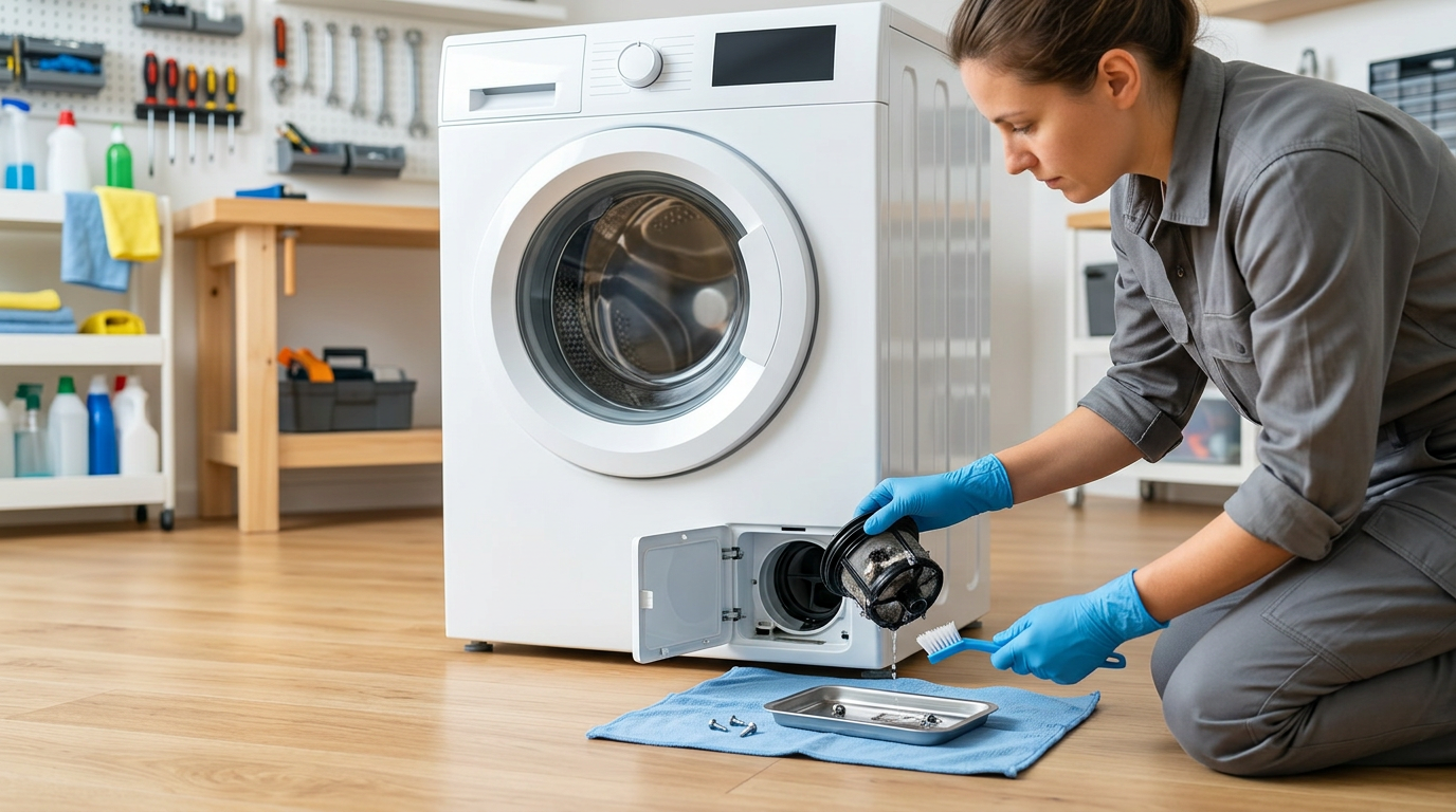 How to clean washing machine drain pump filter (any brand)