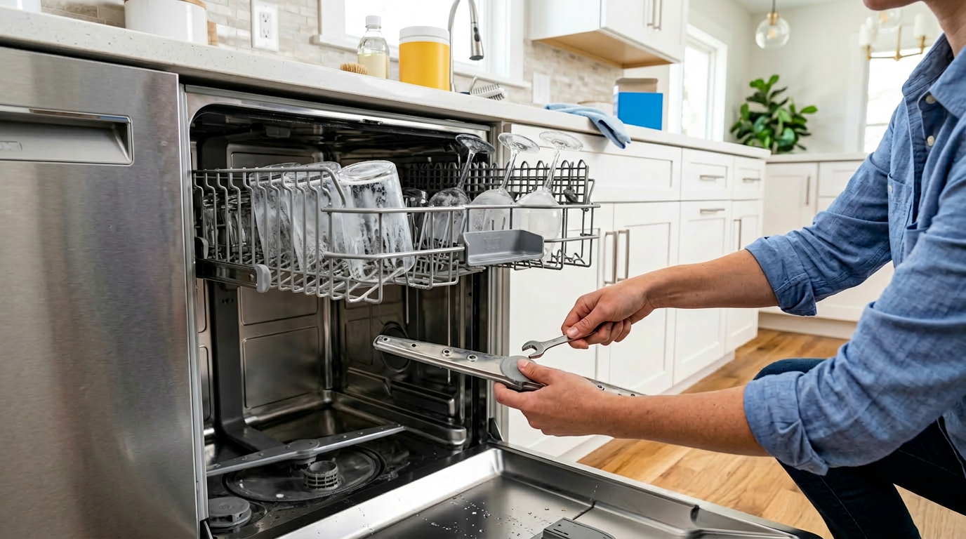 How to fix dishwasher that leaves white residue on glasses