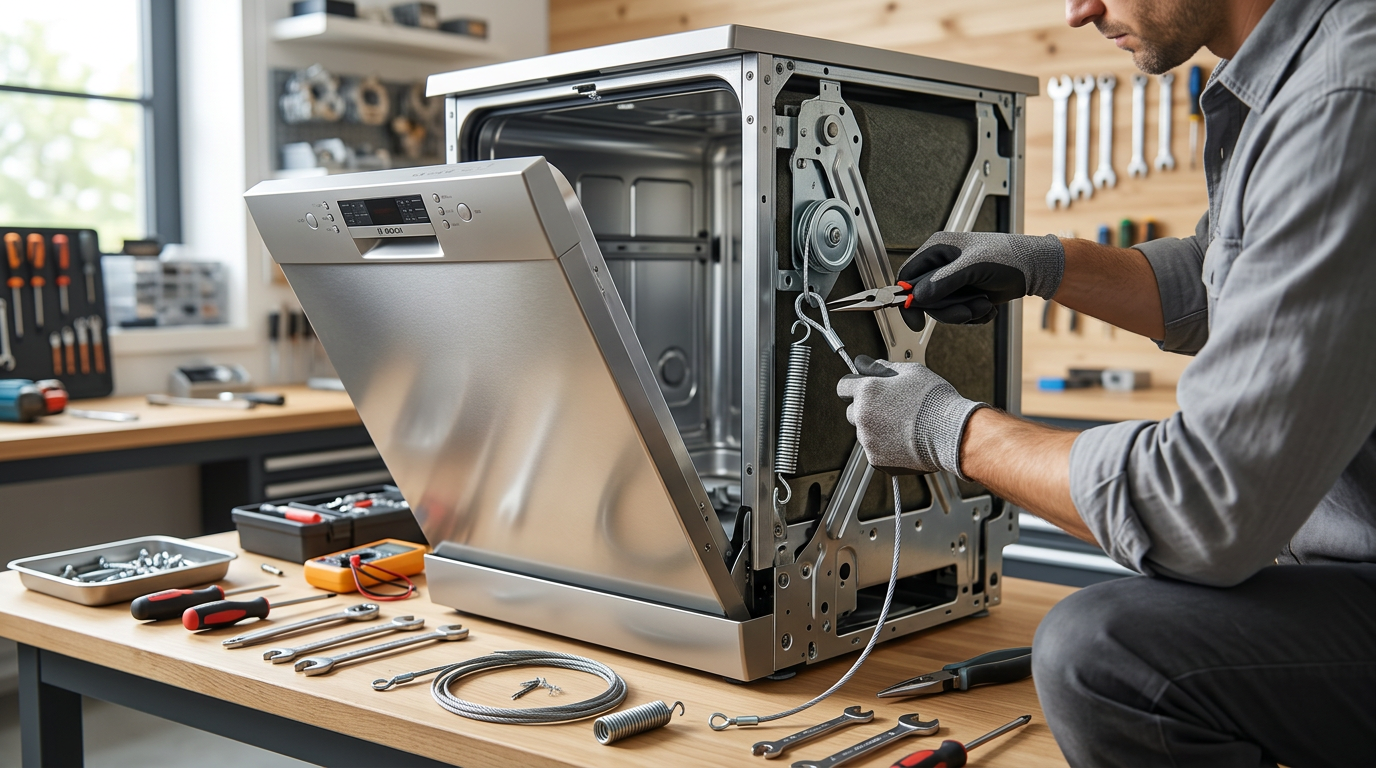 How to replace dishwasher door spring cable (any brand)